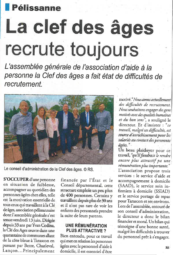 Assemblée Générale du 06/06/2025 : la Clé des Âges recrute toujours