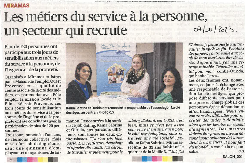 Les métiers du service à la personne : un secteur qui recrute.